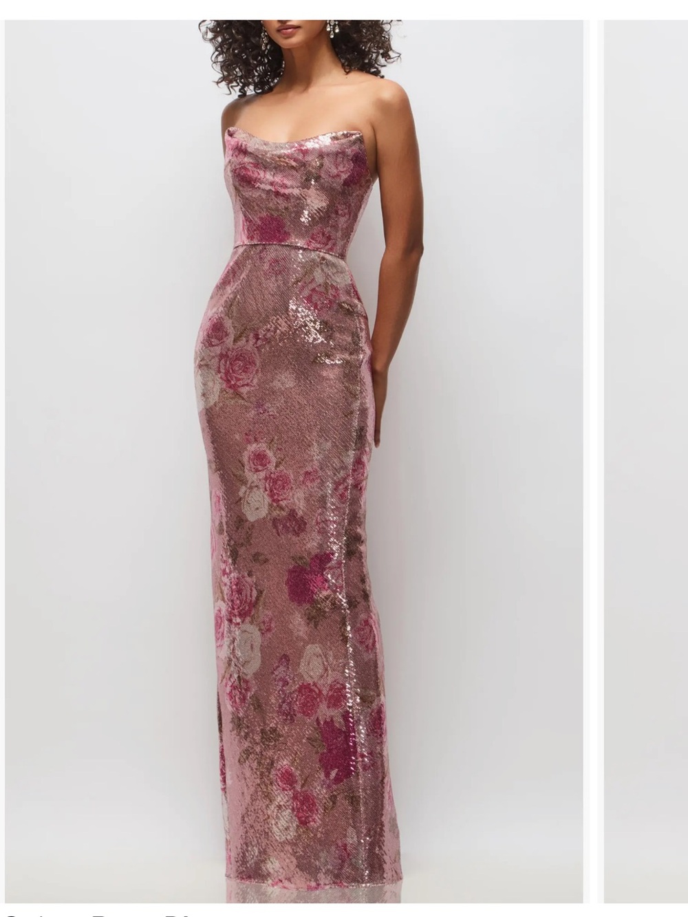 After Six Strapless Rose Bloom Sequin Floral Gown